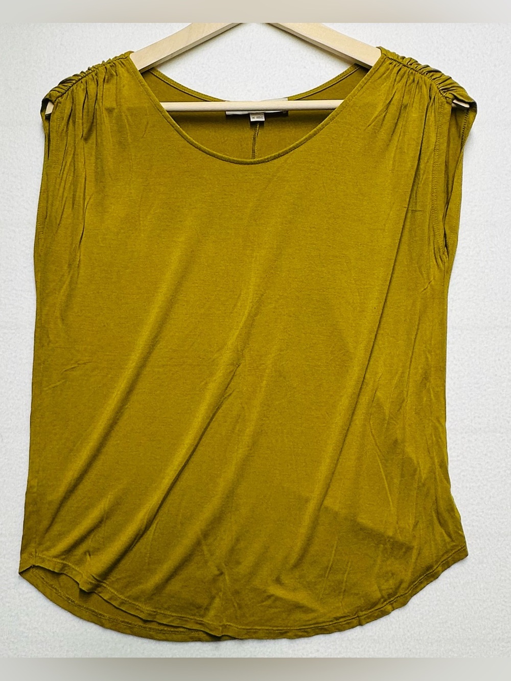 LOFT Mustard Sleeveless Top XS Rayon Spandex Soft Lightweight Blouse